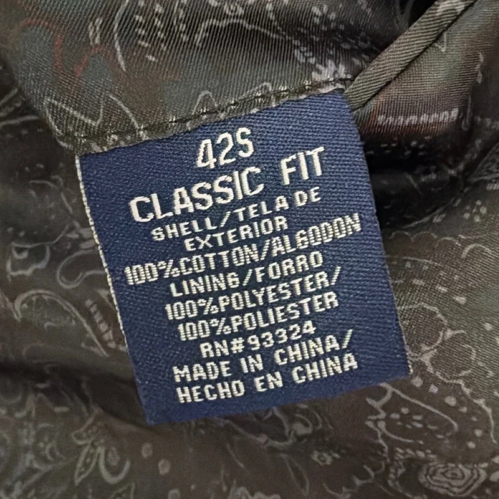 Stafford Essentials Mens 42S Corduroy Blazer Brown Classic Fit Paisley Lining